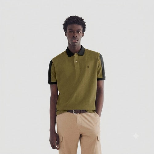 Rock & Rock Springfield Two-Tone Polo Shirt in Olive