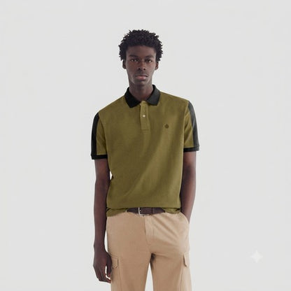 Rock & Rock Springfield Two-Tone Polo Shirt in Olive