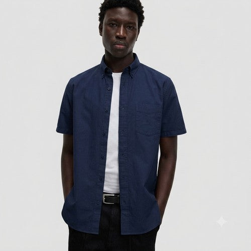 Marks & Spencer Ultimate Pure Cotton Oxford Shirt in Navy