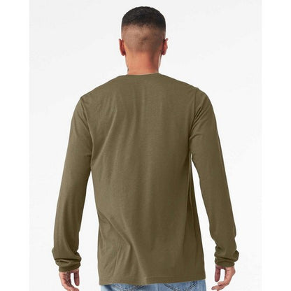 B&C Collection Long Sleeve Cotton Jersey in Heather Olive