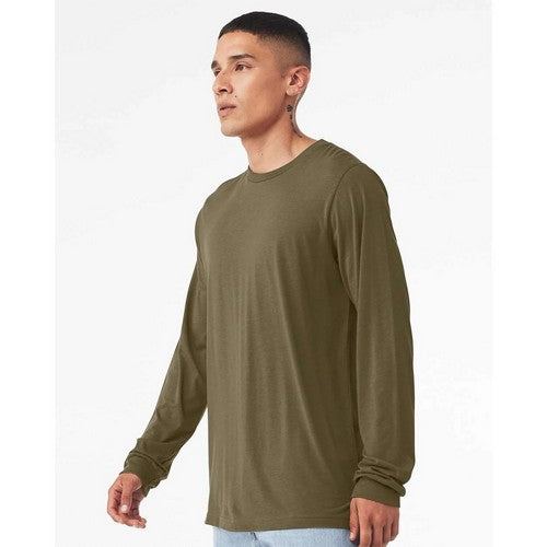 B&C Collection Long Sleeve Cotton Jersey in Heather Olive