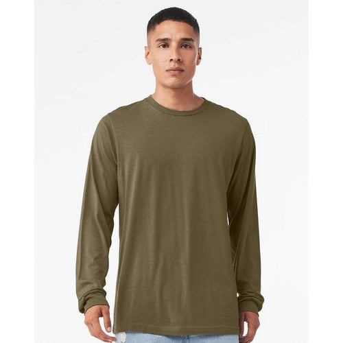 B&C Collection Long Sleeve Cotton Jersey in Heather Olive