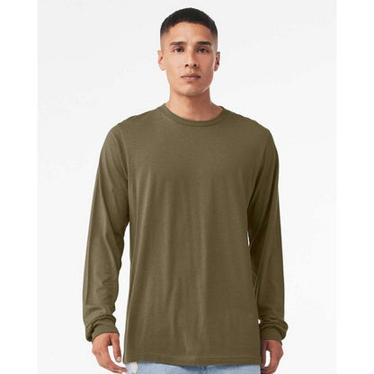 B&C Collection Long Sleeve Cotton Jersey in Heather Olive