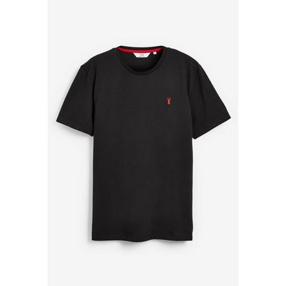 Next Stag Logo Crew Neck T-Shirt in Black