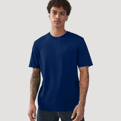 Next Stag Logo Crew Neck T-Shirt in Dark Blue