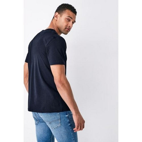 Next Stag Logo Crew Neck T-Shirt in Navy