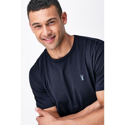 Next Stag Logo Crew Neck T-Shirt in Navy