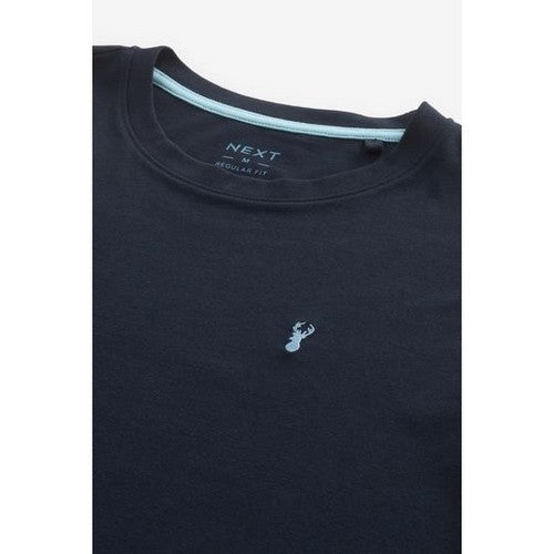 Next Stag Logo Crew Neck T-Shirt in Navy