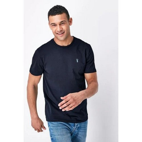 Next Stag Logo Crew Neck T-Shirt in Navy