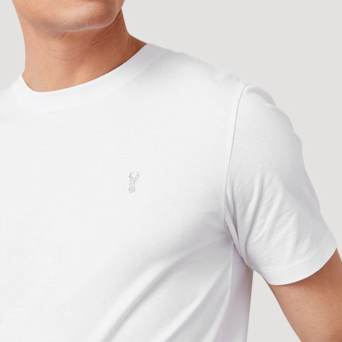 Next Stag Logo Crew Neck T-Shirt in White/Silver Stag