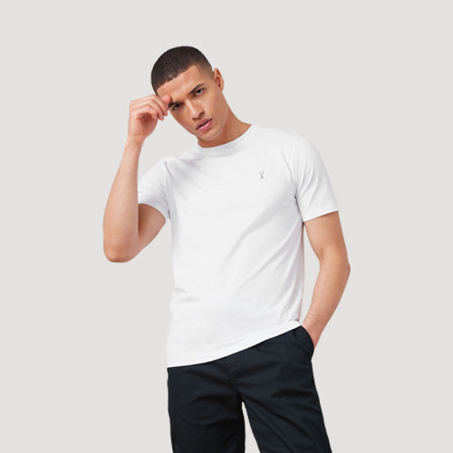 Next Stag Logo Crew Neck T-Shirt in White/White Stag
