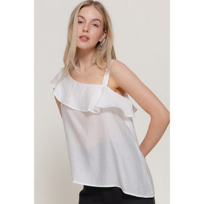 Asymmetric Ruffle Blouse in Off White