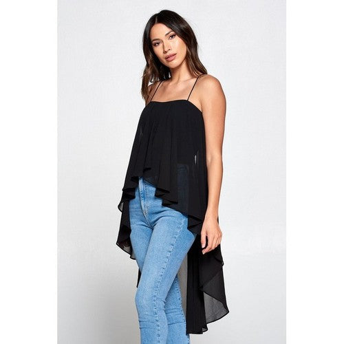Mega Drape Cami Top in Black