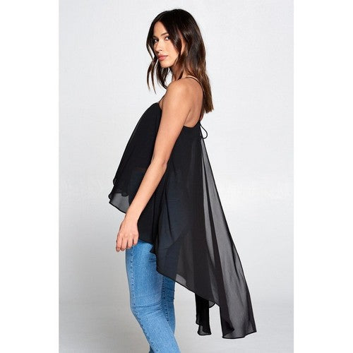 Mega Drape Cami Top in Black