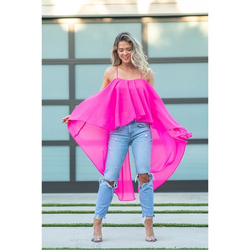 T-6057 Mega Drape Cami Top in Fuchsia