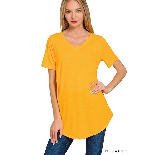 RT-2104D4 V Neck Round Hem Long Jersey in Yellow Gold