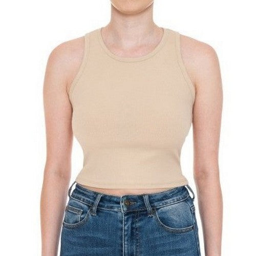 73265 Crop Rib Racerback Tank in Desert