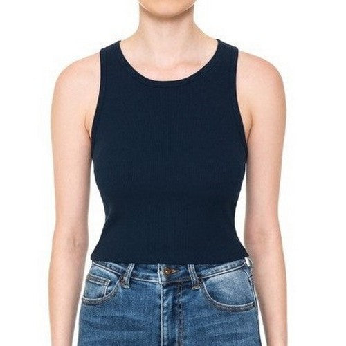 73265 Crop Rib Racerback Tank in Eclipse