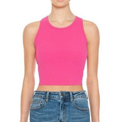 73265 Crop Rib Racerback Tank in New Fuchsia