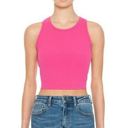 73265 Crop Rib Racerback Tank in New Fuchsia
