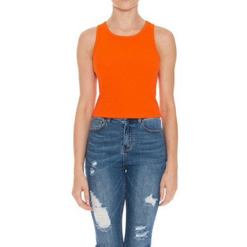 Crop Rib Racerback Tank in Tango