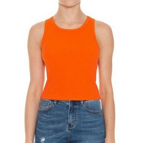 73265 Crop Rib Racerback Tank in Tango