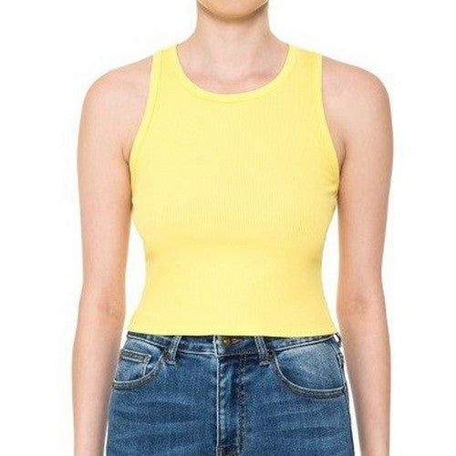 73265 Crop Rib Racerback Tank in Vibrant Yellow