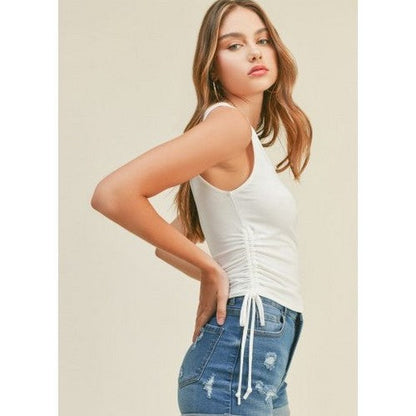 Side Rouche Wrap Top in Off White