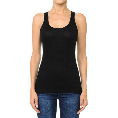 66000 Scoop Neck Rib Racerback Tank in Black