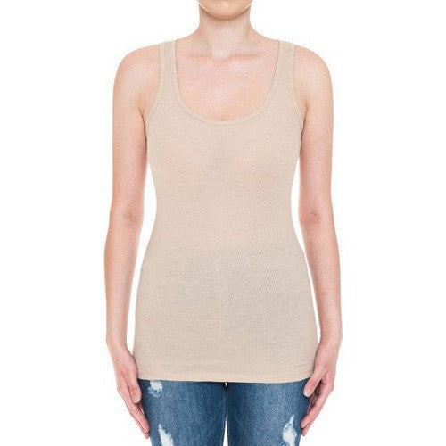 66000 Scoop Neck Rib Racerback Tank in Desert