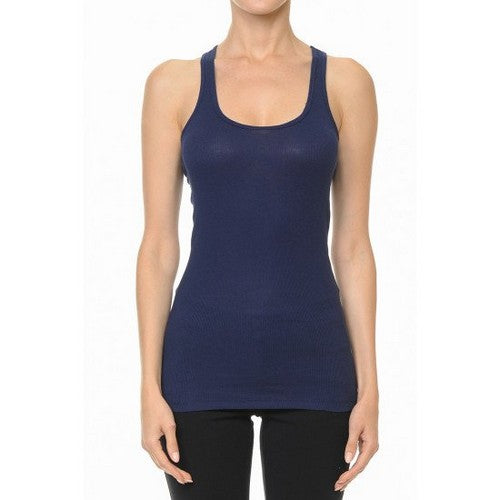 66000 Scoop Neck Rib Racerback Tank in Eclipse