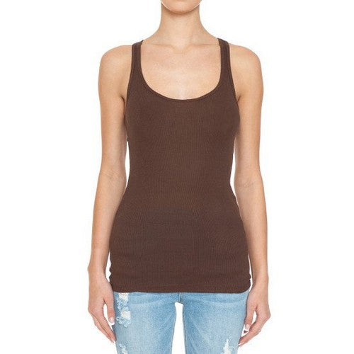 66000 Scoop Neck Rib Racerback Tank in Java
