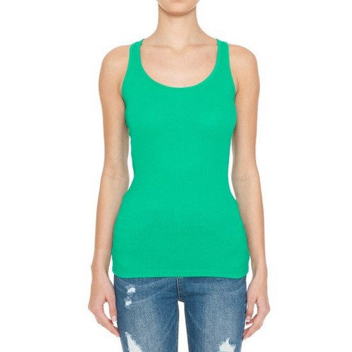 66000 Scoop Neck Rib Racerback Tank in Kelly Green