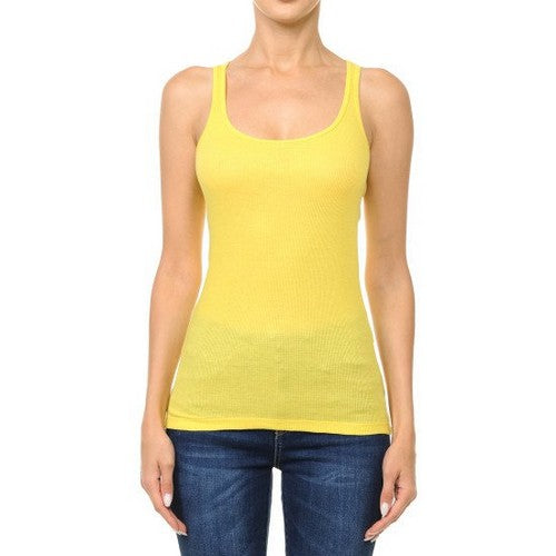 66000 Scoop Neck Rib Racerback Tank in Vibrant Yellow