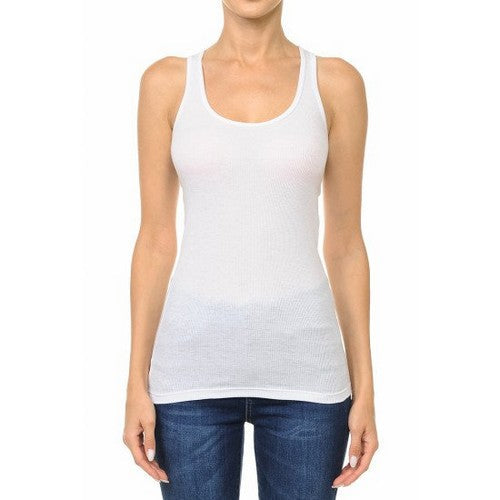 66000 Scoop Neck Rib Racerback Tank in White