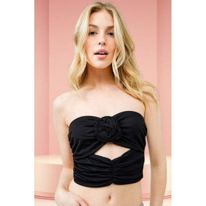 Rose Cut-Out Tube Top in Black