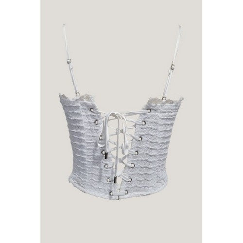 Waffle Tie-Back Bustier Corset in White