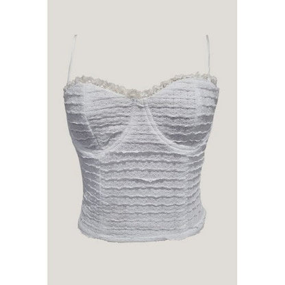 Waffle Tie-Back Bustier Corset in White