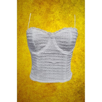 TI11611 Waffle Tie-Back Bustier Corset in White