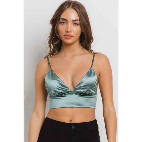 Satin Bralet in Sea Foam