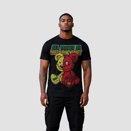 All Money Rhinestone Slim Fit Graphic Tee in Black
