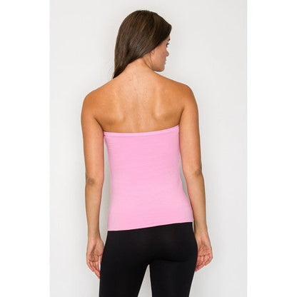 Double Layered Long Cotton Tube Top in Pink