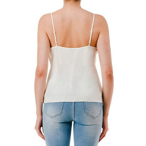 Double Layer Satin Cami Vest Top in Ivory