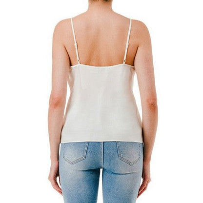 Double Layer Satin Cami Vest Top in Ivory