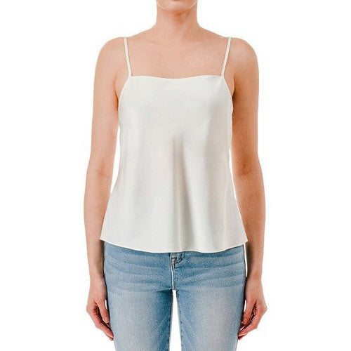 77327 Double Layer Satin Cami Top in Ivory