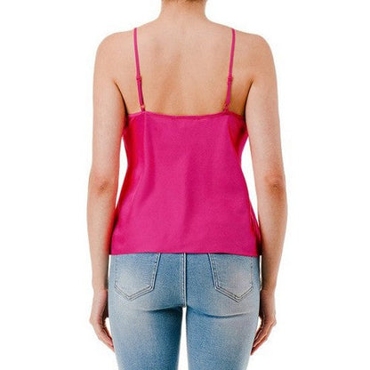 Double Layer Satin Cami Vest Top in New Fuchsia