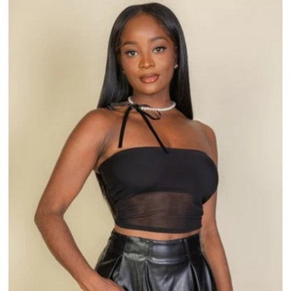 BT5507-D Mesh Tube Top in Black