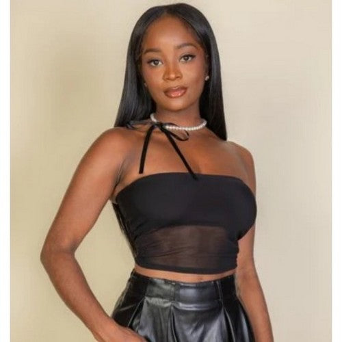 BT5507-D Mesh Tube Top in Black