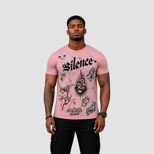 Silence Graphic Tee in Light Pink