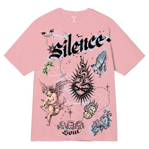 A494 Silence Graphic Tee in Light Pink